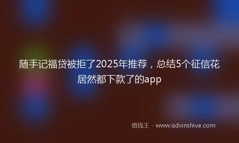 随手记福贷被拒了2025年推荐，总结5个征信花居然都下款了的app