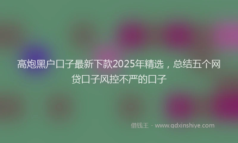 高炮黑户口子最新下款2025年精选，总结五个网贷口子风控不严的口子