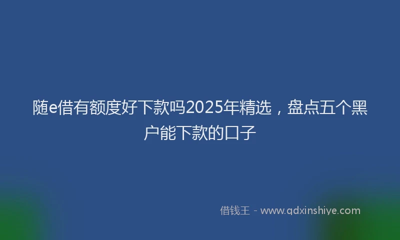 随e借有额度好下款吗2025年精选，盘点五个黑户能下款的口子