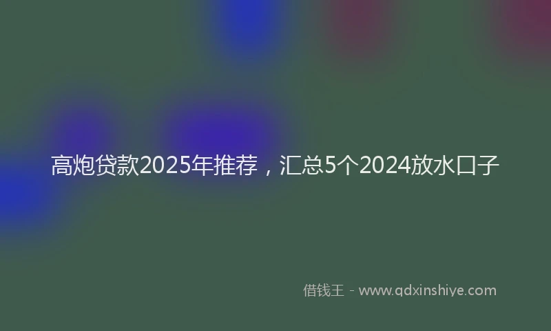 高炮贷款2025年推荐，汇总5个2024放水口子
