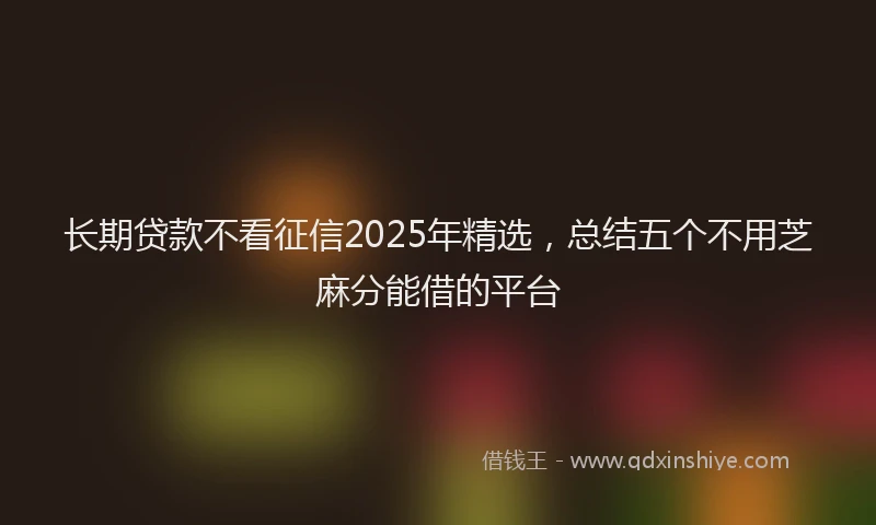 长期贷款不看征信2025年精选，总结五个不用芝麻分能借的平台