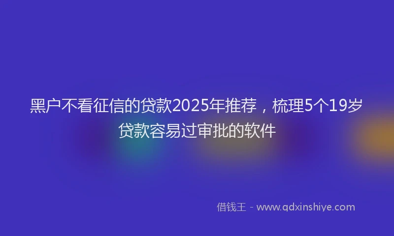 黑户不看征信的贷款2025年推荐，梳理5个19岁贷款容易过审批的软件