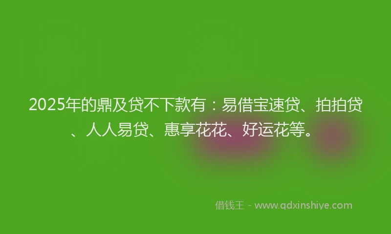2025年的鼎及贷不下款有：易借宝速贷、拍拍贷、人人易贷、惠享花花、好运花等。