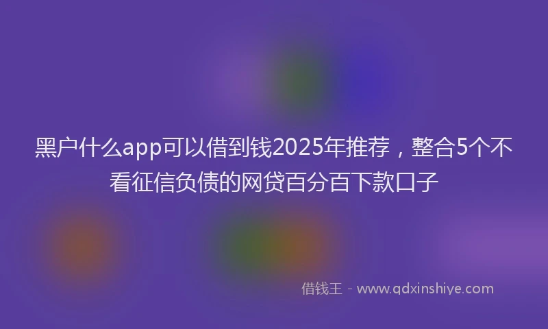黑户什么app可以借到钱2025年推荐，整合5个不看征信负债的网贷百分百下款口子