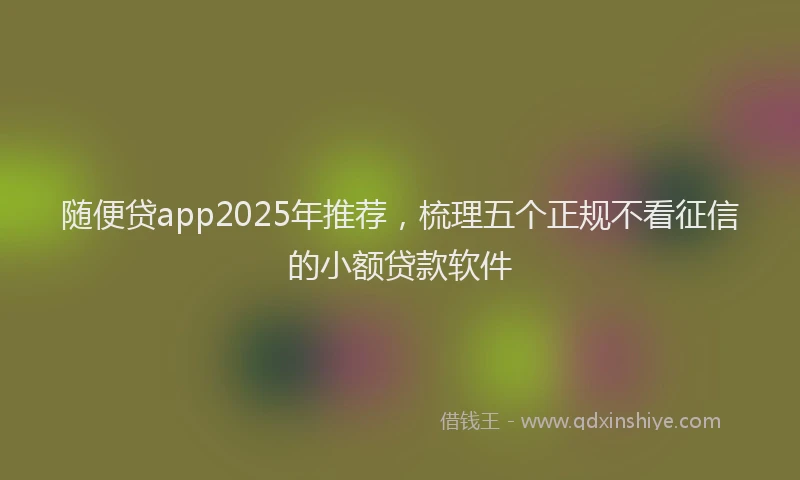 随便贷app2025年推荐，梳理五个正规不看征信的小额贷款软件