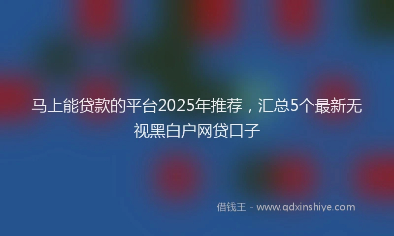 马上能贷款的平台2025年推荐，汇总5个最新无视黑白户网贷口子