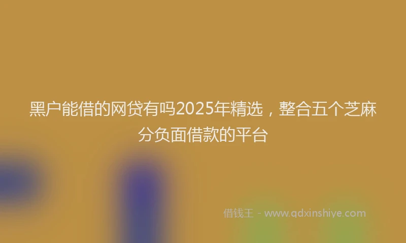 黑户能借的网贷有吗2025年精选，整合五个芝麻分负面借款的平台