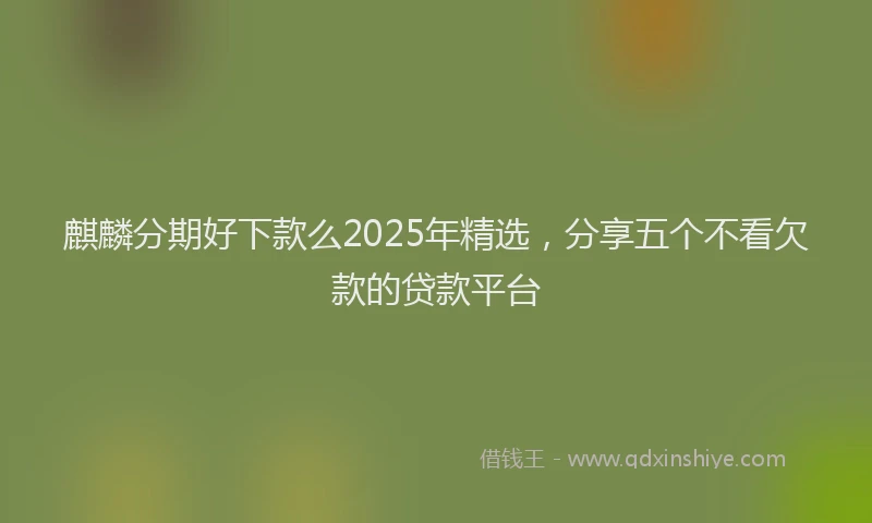 麒麟分期好下款么2025年精选，分享五个不看欠款的贷款平台