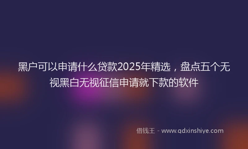 黑户可以申请什么贷款2025年精选，盘点五个无视黑白无视征信申请就下款的软件