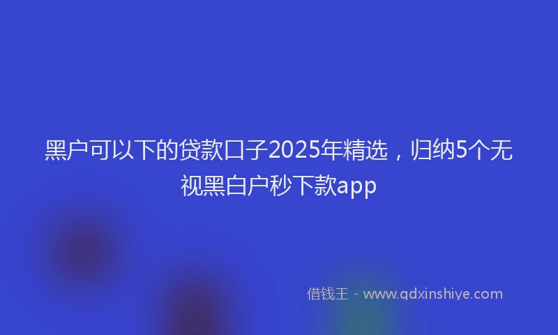 黑户可以下的贷款口子2025年精选，归纳5个无视黑白户秒下款app