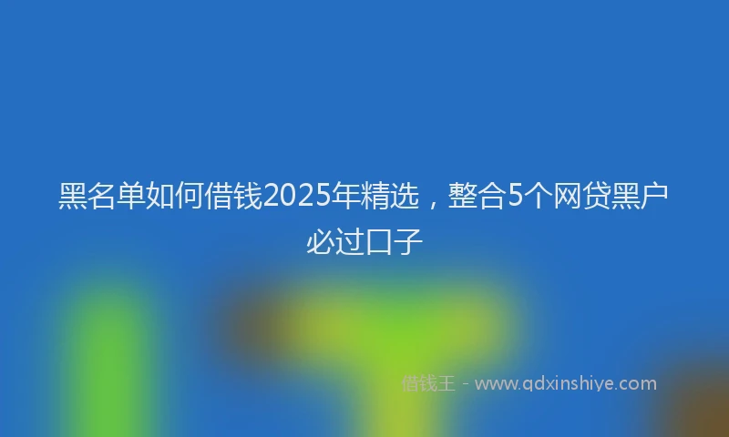 黑名单如何借钱2025年精选，整合5个网贷黑户必过口子