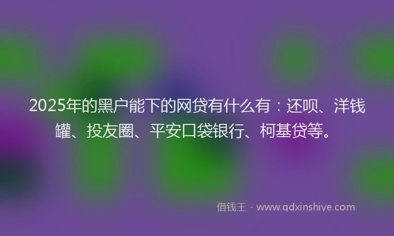 2025年的黑户能下的网贷有什么有：还呗、洋钱罐、投友圈、平安口袋银行、柯基贷等。