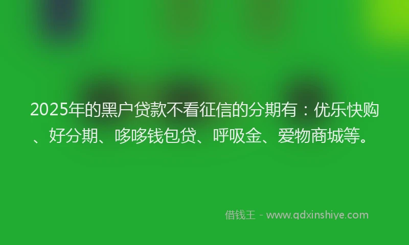 2025年的黑户贷款不看征信的分期有：优乐快购、好分期、哆哆钱包贷、呼吸金、爱物商城等。