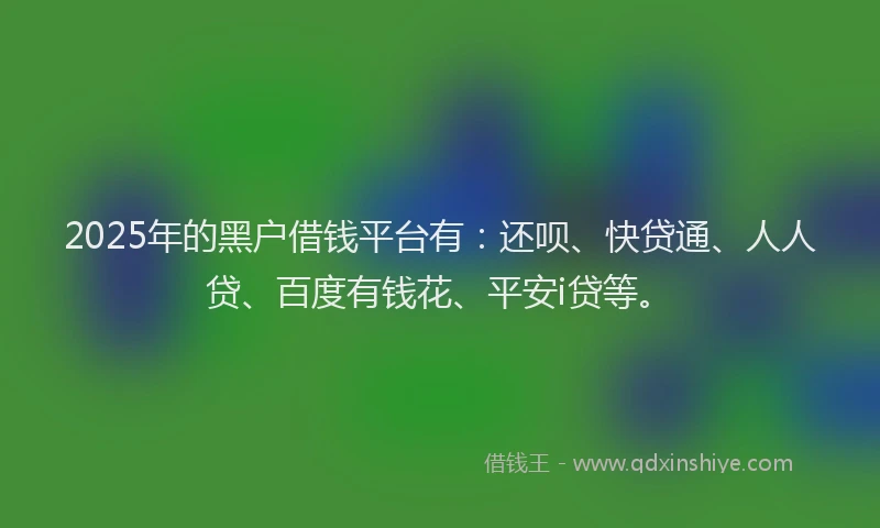 2025年的黑户借钱平台有：还呗、快贷通、人人贷、百度有钱花、平安i贷等。