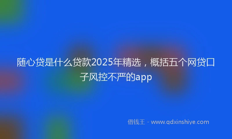 随心贷是什么贷款2025年精选，概括五个网贷口子风控不严的app