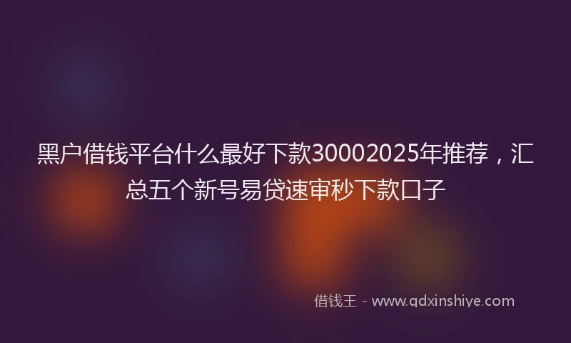 黑户借钱平台什么最好下款30002025年推荐，汇总五个新号易贷速审秒下款口子