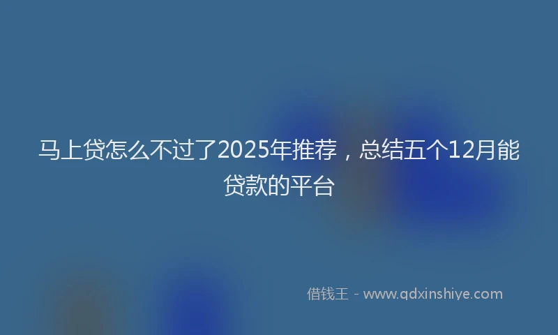 马上贷怎么不过了2025年推荐，总结五个12月能贷款的平台