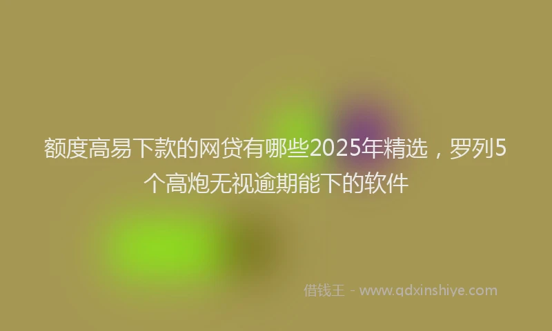 额度高易下款的网贷有哪些2025年精选，罗列5个高炮无视逾期能下的软件