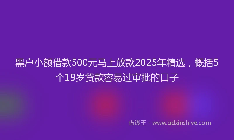 黑户小额借款500元马上放款2025年精选，概括5个19岁贷款容易过审批的口子