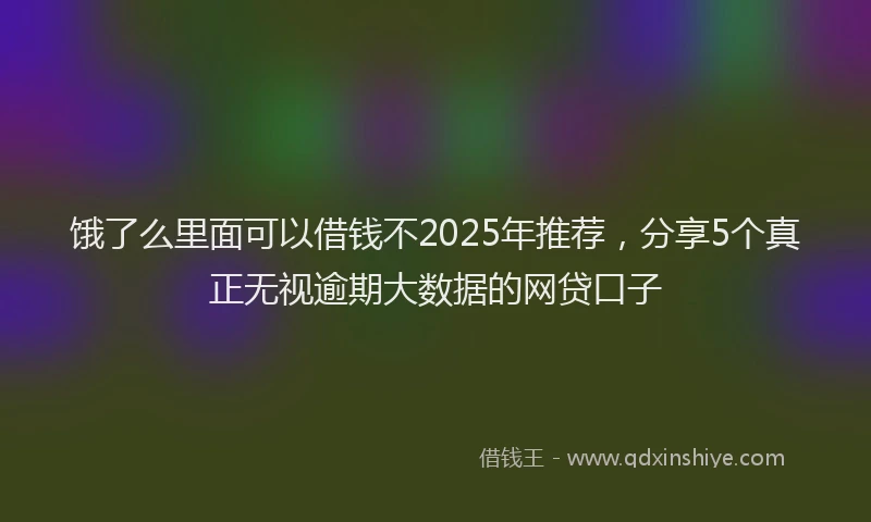 饿了么里面可以借钱不2025年推荐，分享5个真正无视逾期大数据的网贷口子