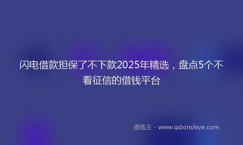 闪电借款担保了不下款2025年精选，盘点5个不看征信的借钱平台