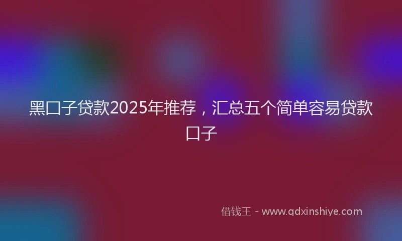 黑囗子贷款2025年推荐，汇总五个简单容易贷款口子