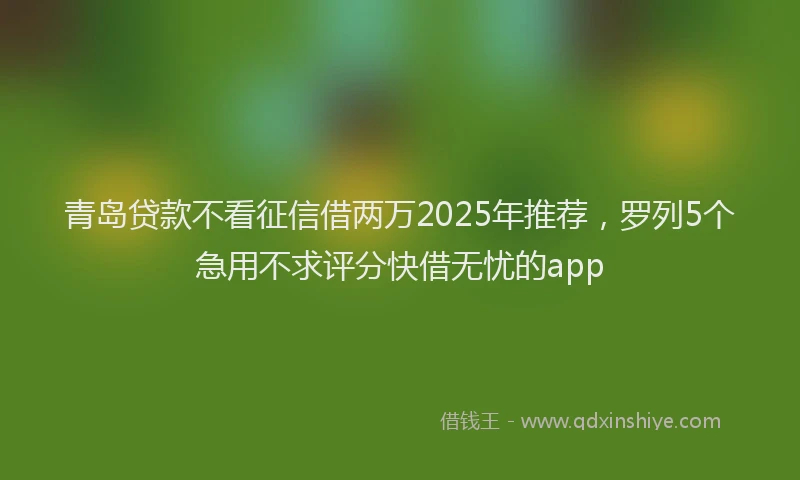 青岛贷款不看征信借两万2025年推荐，罗列5个急用不求评分快借无忧的app