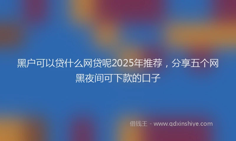 黑户可以贷什么网贷呢2025年推荐，分享五个网黑夜间可下款的口子
