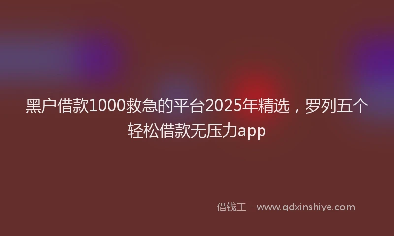 黑户借款1000救急的平台2025年精选，罗列五个轻松借款无压力app