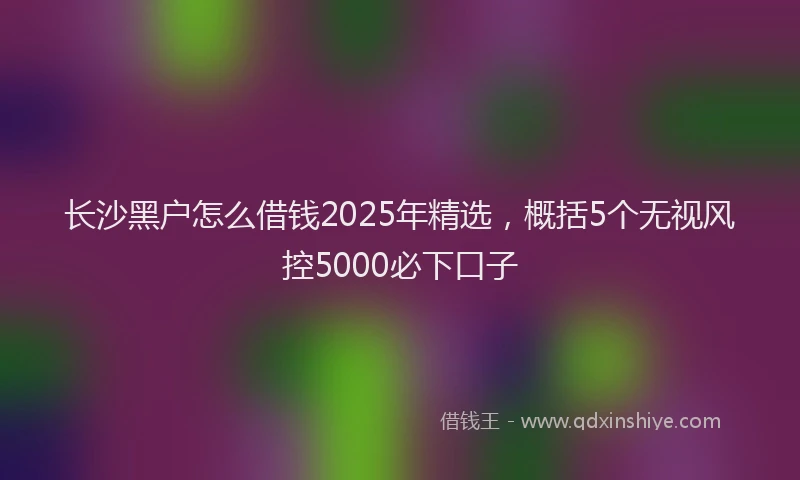 长沙黑户怎么借钱2025年精选，概括5个无视风控5000必下口子
