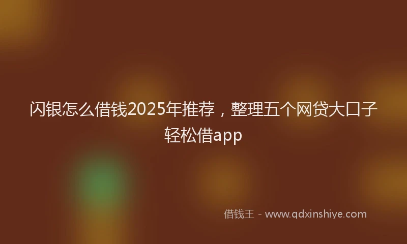 闪银怎么借钱2025年推荐，整理五个网贷大口子轻松借app