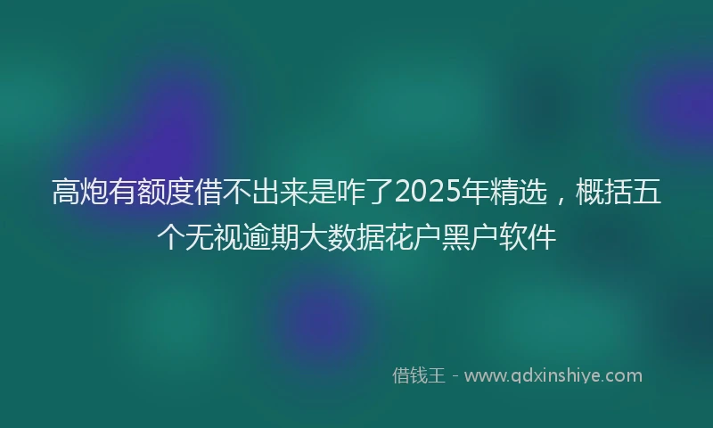 高炮有额度借不出来是咋了2025年精选，概括五个无视逾期大数据花户黑户软件