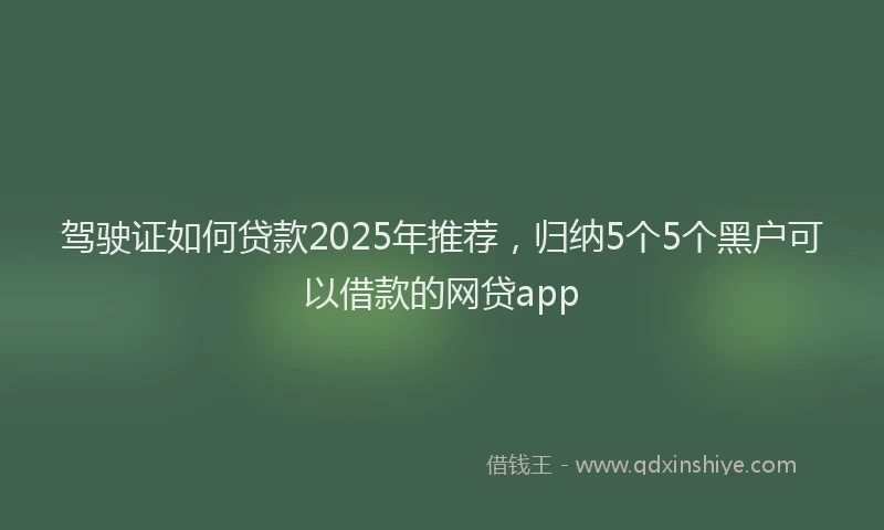驾驶证如何贷款2025年推荐，归纳5个5个黑户可以借款的网贷app