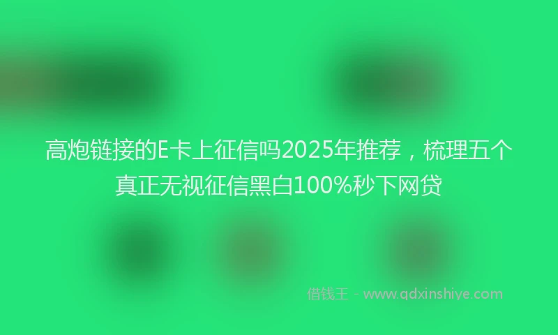 高炮链接的E卡上征信吗2025年推荐，梳理五个真正无视征信黑白100%秒下网贷