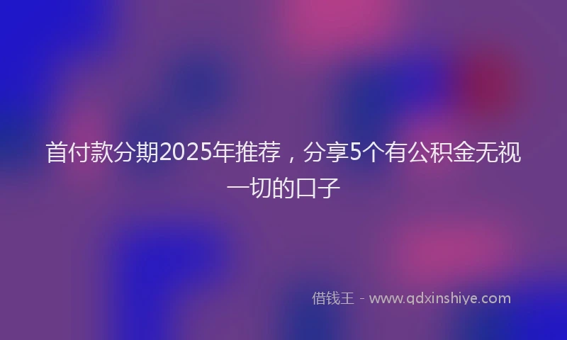 首付款分期2025年推荐，分享5个有公积金无视一切的口子