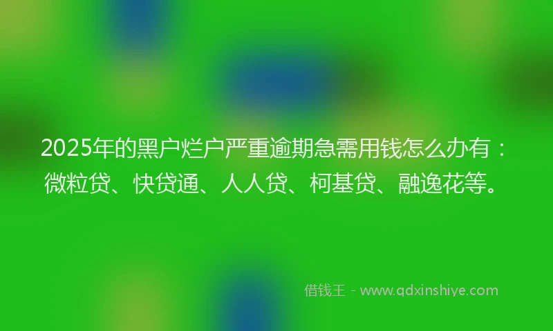 2025年的黑户烂户严重逾期急需用钱怎么办有：微粒贷、快贷通、人人贷、柯基贷、融逸花等。