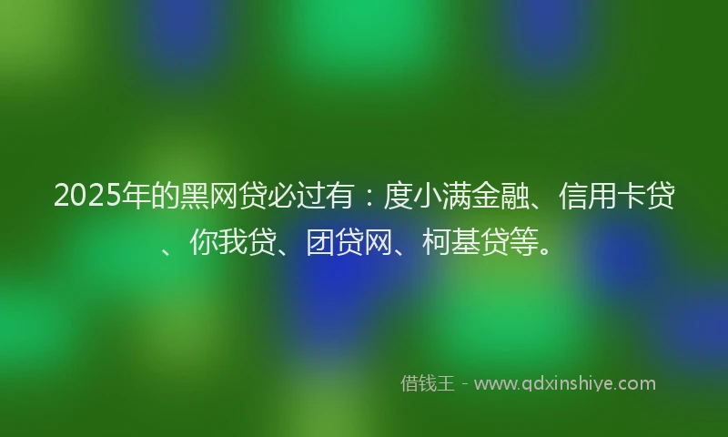 2025年的黑网贷必过有：度小满金融、信用卡贷、你我贷、团贷网、柯基贷等。