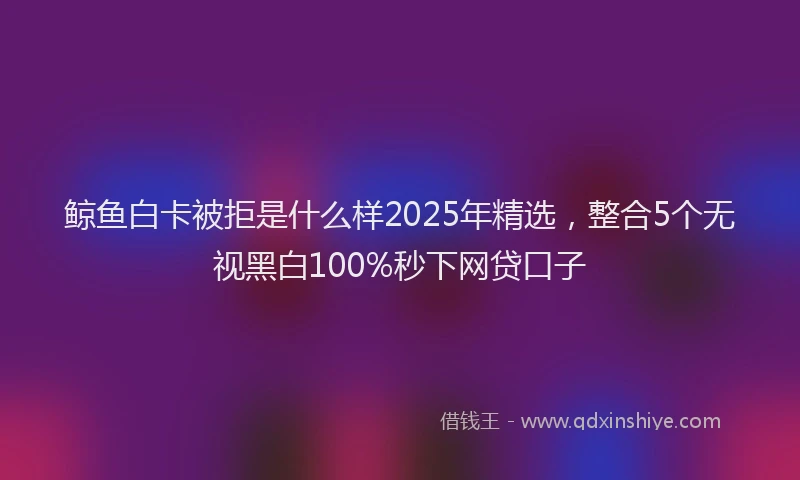 鲸鱼白卡被拒是什么样2025年精选，整合5个无视黑白100%秒下网贷口子