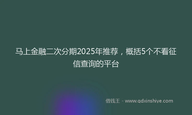 马上金融二次分期2025年推荐，概括5个不看征信查询的平台