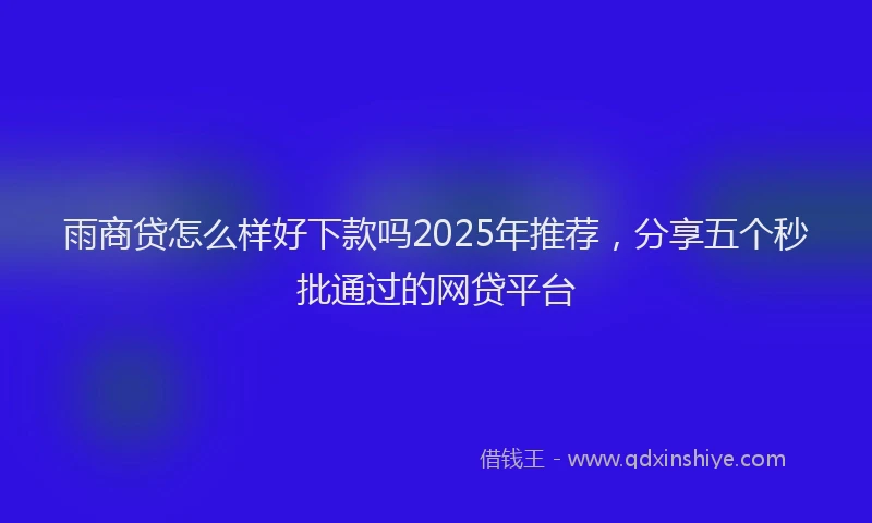 雨商贷怎么样好下款吗2025年推荐，分享五个秒批通过的网贷平台