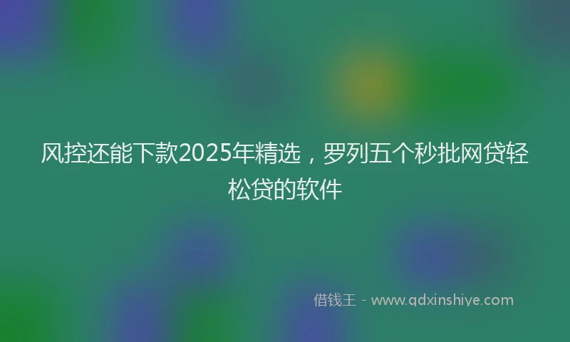 风控还能下款2025年精选，罗列五个秒批网贷轻松贷的软件