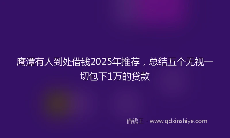 鹰潭有人到处借钱2025年推荐，总结五个无视一切包下1万的贷款