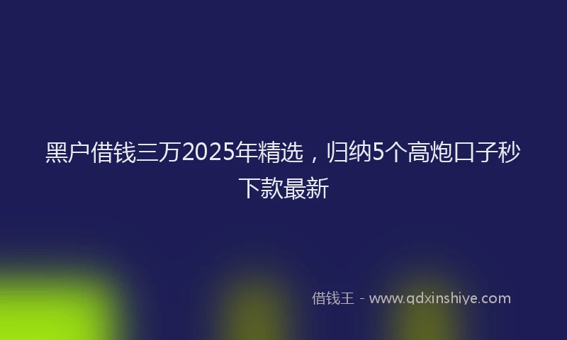 黑户借钱三万2025年精选，归纳5个高炮口子秒下款最新