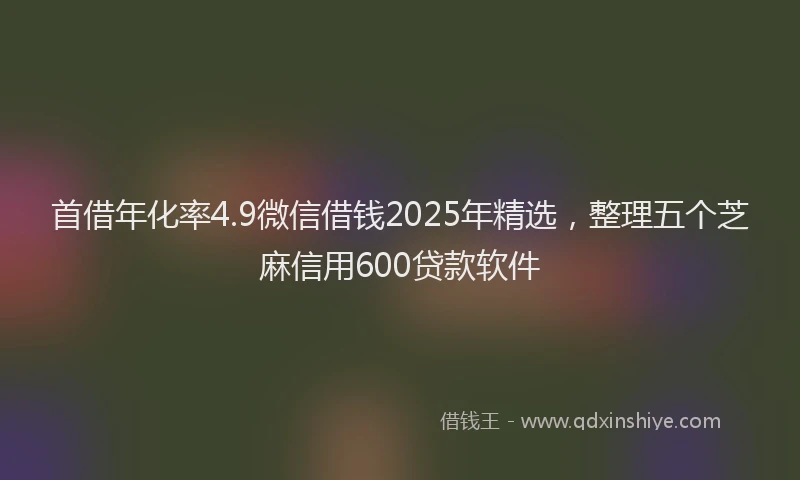 首借年化率4.9微信借钱2025年精选，整理五个芝麻信用600贷款软件