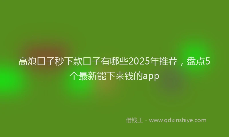 高炮口子秒下款口子有哪些2025年推荐，盘点5个最新能下来钱的app
