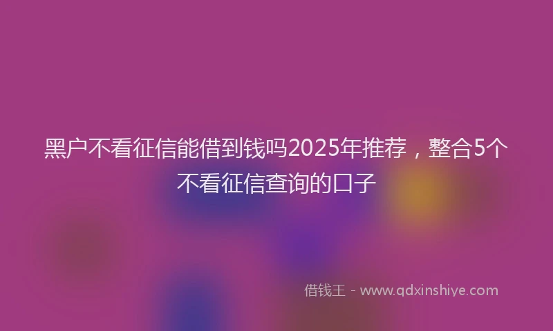 黑户不看征信能借到钱吗2025年推荐，整合5个不看征信查询的口子