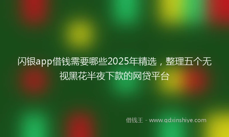 闪银app借钱需要哪些2025年精选，整理五个无视黑花半夜下款的网贷平台