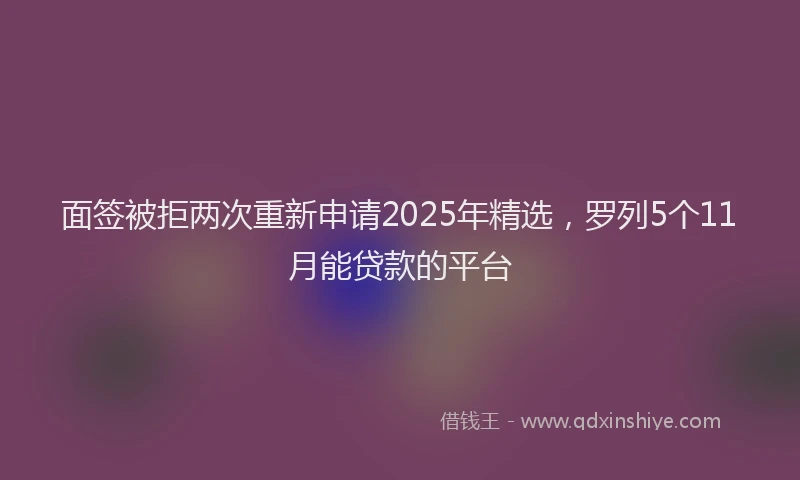面签被拒两次重新申请2025年精选，罗列5个11月能贷款的平台