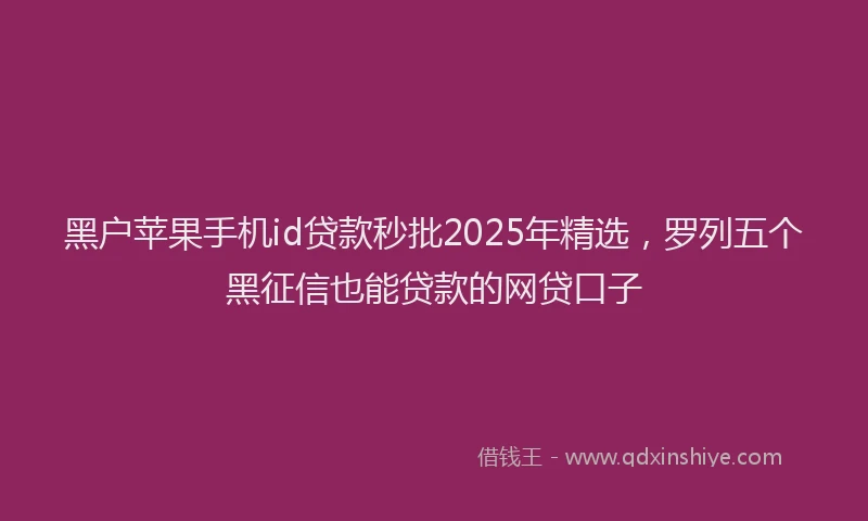 黑户苹果手机id贷款秒批2025年精选，罗列五个黑征信也能贷款的网贷口子