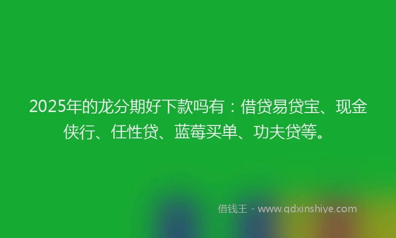 2025年的龙分期好下款吗有：借贷易贷宝、现金侠行、任性贷、蓝莓买单、功夫贷等。